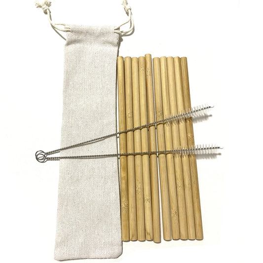 Nick's Collection All Natural Reusable Biodegradable Bamboo Straws 10 Count - Nick's Collection